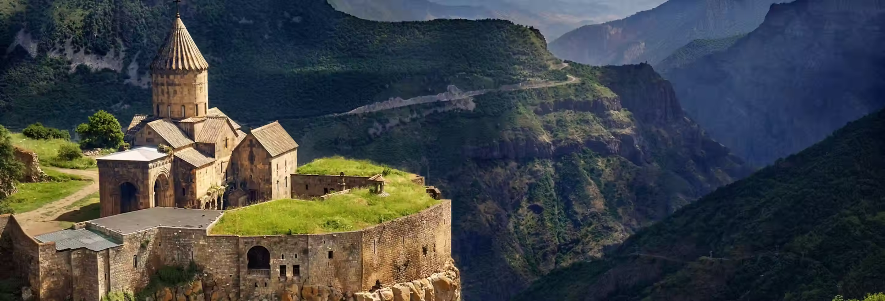 Tatev Monastery overlooking the mountains of southern Armenia
